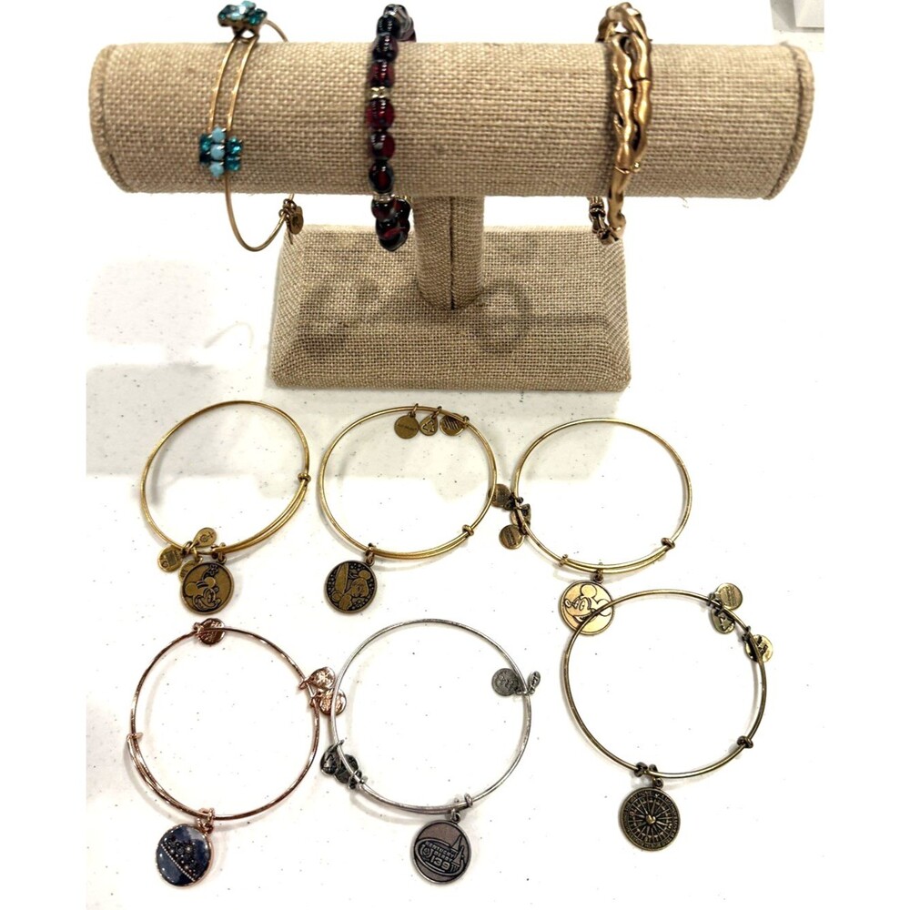 Alex and Ani Bronze Charm Bangle Bracelet Pre-Owned lot of 9 /3 Disney